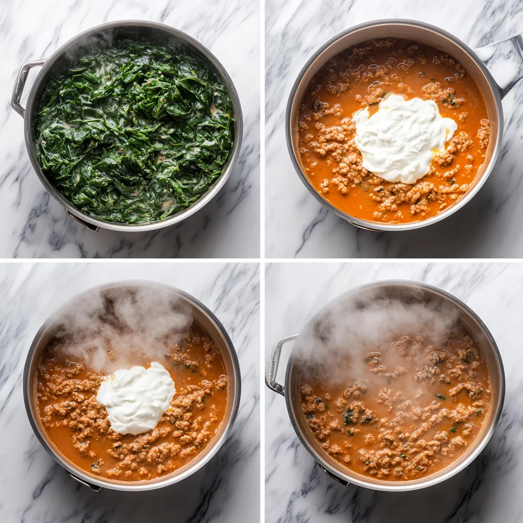 Cooking Zuppa Toscana and adding Greek yogurt.