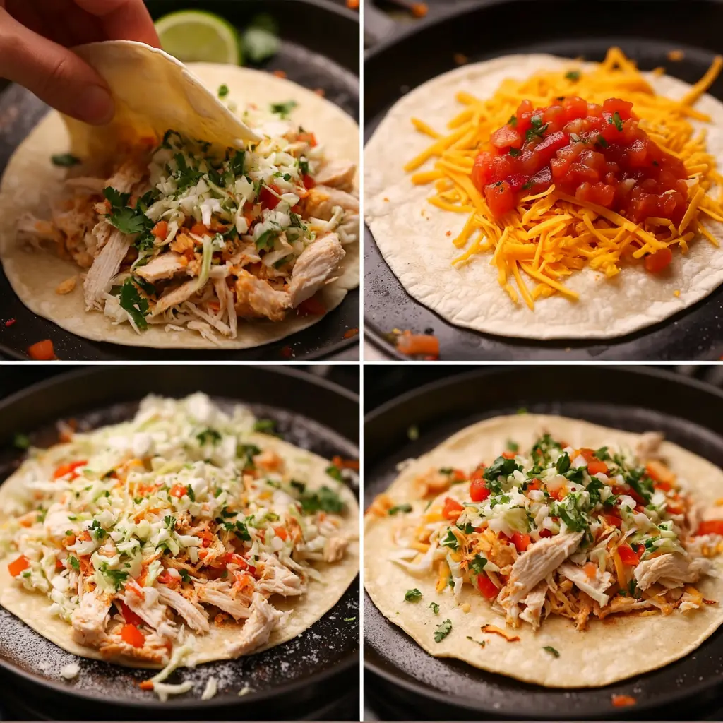 Step-by-step preparation of Costco chicken street tacos