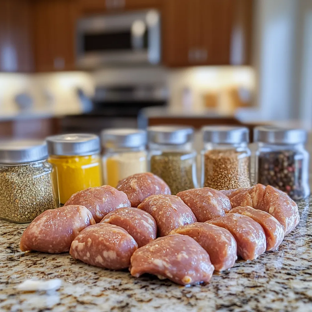 Ingredients for homemade chicken andouille sausage.