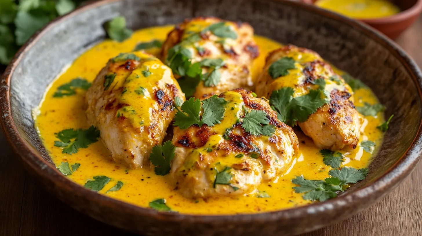 Churu Chicken Amarillo garnished with fresh cilantro