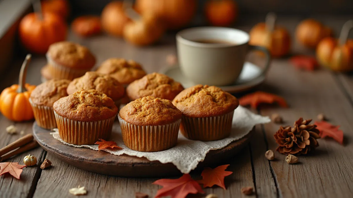 Freshly baked Starbucks pumpkin muffins with cream cheese filling in a cozy autumn setting.