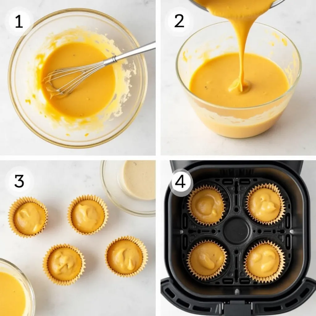 Making air fryer cupcakes step by step.